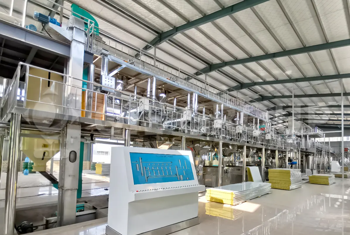 Sección de prensado de aceite inteligente con control automatizado y sistema de monitorización avanzado.