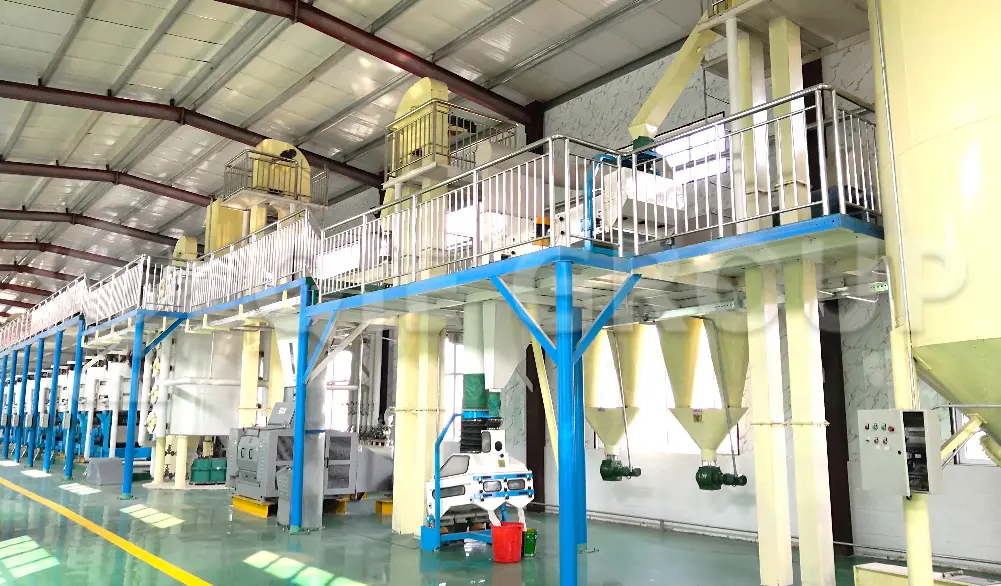 Taller de pretratamiento y prensado de semillas de lino para un acondicionamiento controlado y una extracción de aceite eficiente.