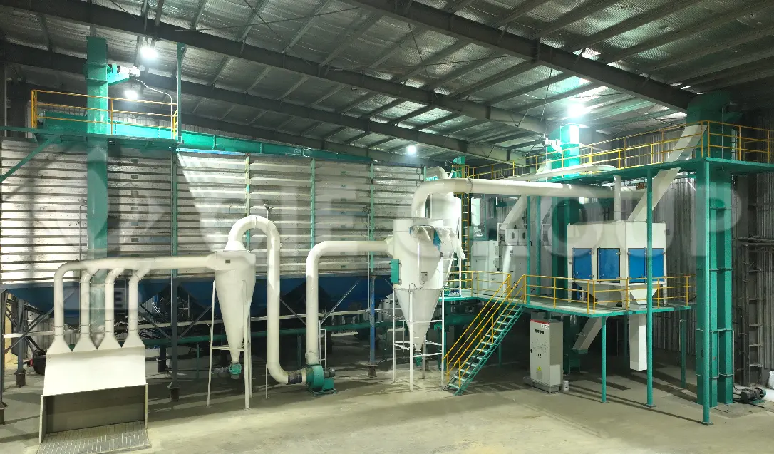 Taller de equipos de pretratamiento de aceite comestible, incluyendo sistemas de limpieza, descascarillado y extrusión.