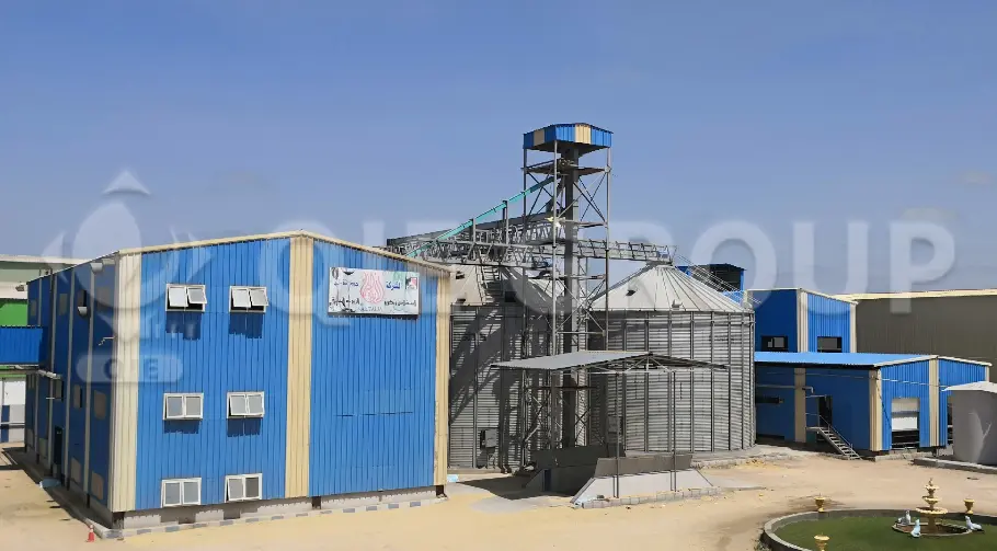 Vista exterior de una moderna fábrica de procesamiento de aceite comestible operada por QIE GROUP